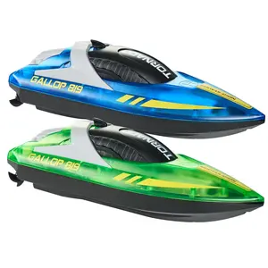 【FathersDayGift】VEVOR RC Boat, 2 Pack 2.4GHz 12 km/h, Remote Control Boat for Pools & Lakes, Racing Boat with LED Light, 4 Rechargeable Batteries, Whole Body Waterproof, Gift for Adults Boys & Girls, Blue & Green