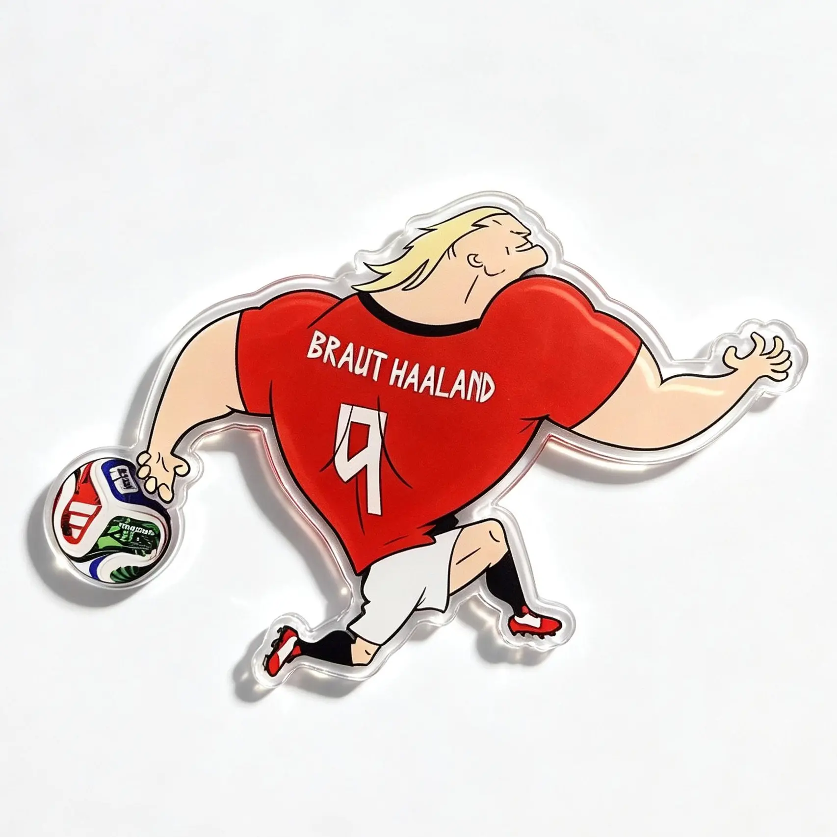 Lightweight Funny Spinning Haaland Magnetic Refrigerator Magnet - Transparent Print Interactive Fidget Toy, Cartoon Football Player Kitchen Decorative Sticker, Novelty Home Decor Gift For Soccer Fans With Jersey Element