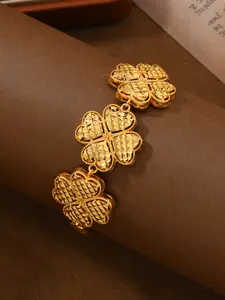 Elegant Copper Clover Heart Bracelet, Gold-Plated Chain Design, Perfect for Weddings & Banquets, All-Season Accessory, Heart Shaped Bracelet