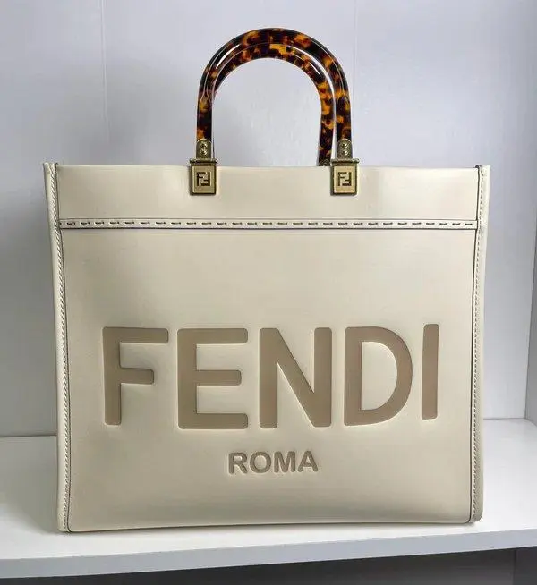 Pre-owned FENDI LEATHER Tote Bags SUNSHINE MEDIUM