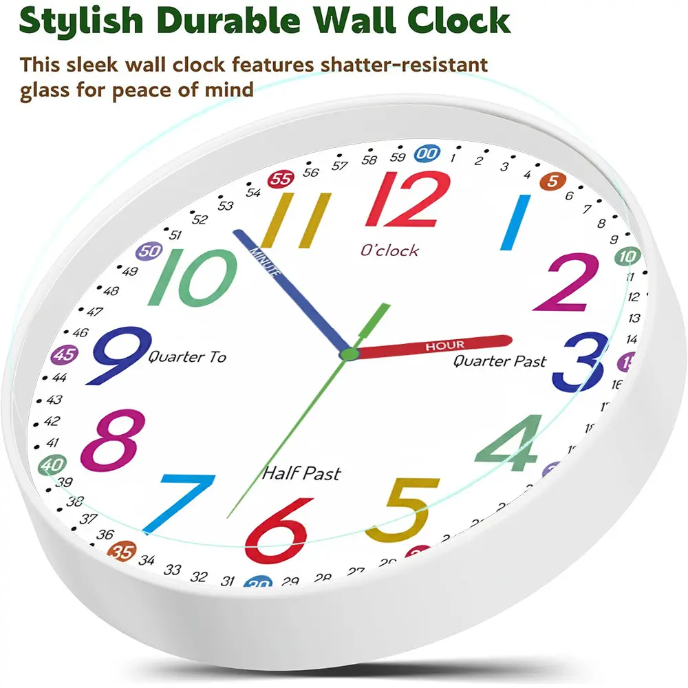 1 Piece Round Plastic Frame Wall Clock, Silent Kitchen Clock, Clear Large Numeral Dial, 8 Inch/12 Inch, Silent Movement Accurate Timing, Lightweight Wear-resistant, Plastic Dust Cover, Christmas Holiday Gift for Home & Office, Analog Wall Clock