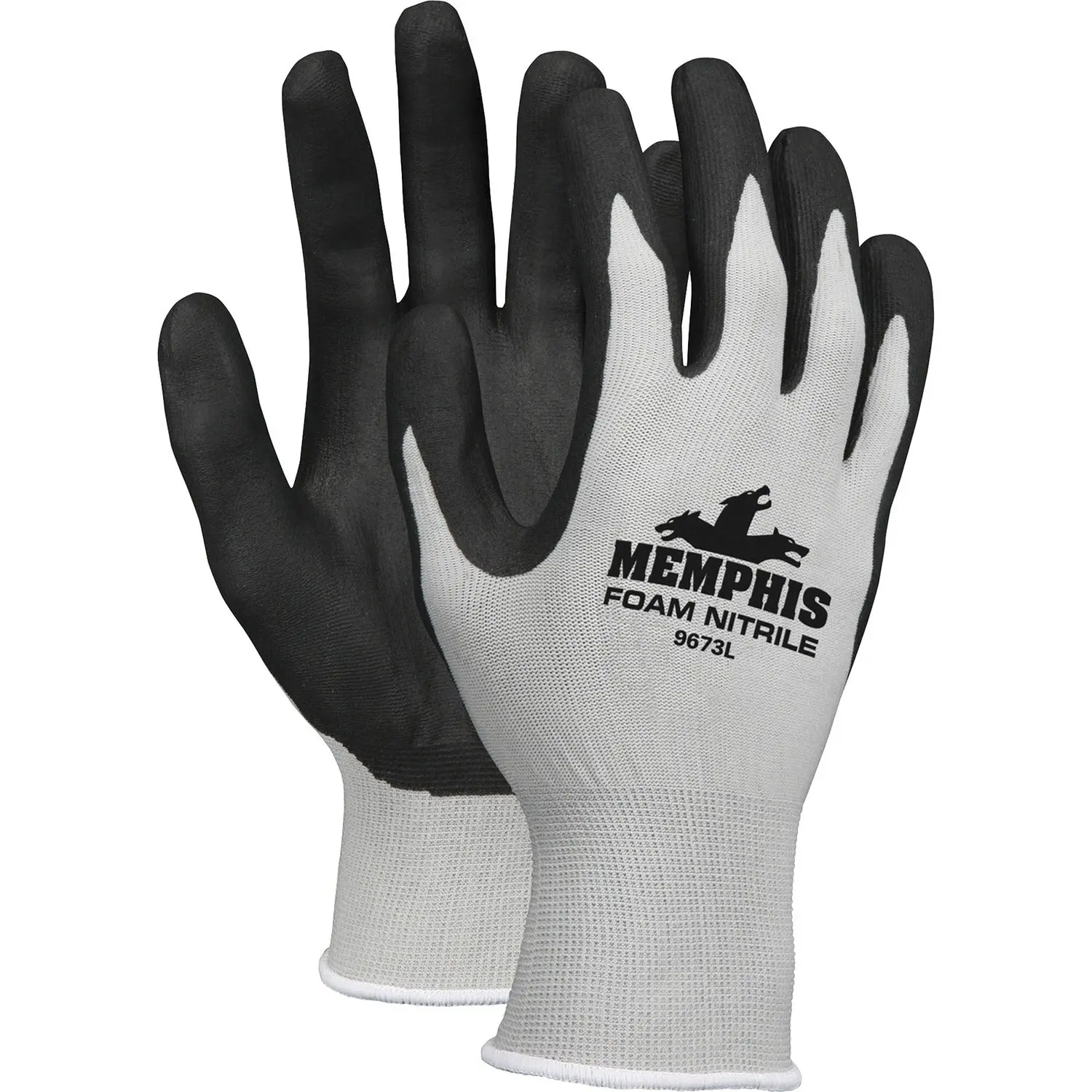 MCR Safety Memphis 13-Gauge Foam Coated Palm Protective Gloves, White, 1 Dozen, MCSCRW9673L