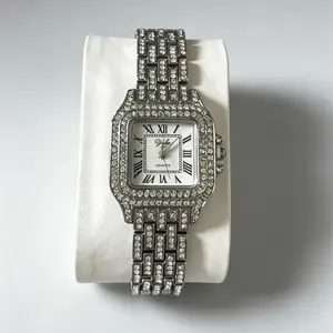 Women Luxury Crystal Watch Bracelet 2PcsSet Bling Rhinestone Quartz Wristwatch GiftFor Her