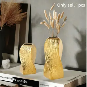 Ceramic Twist Plated Silver Vase, Modern Ceramic Vase, Decorative Flower Vase for Home Decor, Elegant Decoration for Bedroom, Balcony, and Powder Room, Stylish Desk Ornaments