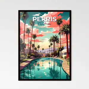 Perris California A Pool With Palm Trees And Buildings Travel Skylines Collection Customizable