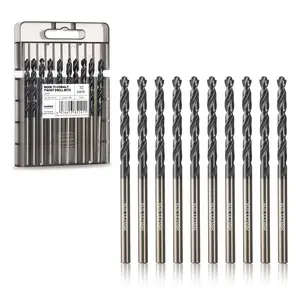 3/16" Cobalt Drill Bit Set(Pro) Titanium Aluminum Nitride Coated (TiAlN) with Bullet Point Tip, 10-Piece Bulk
