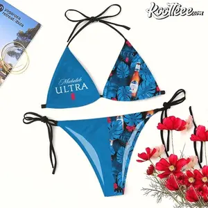 Tropical Floral Michelob Ultra Triangle Bikini Set Swimsuit