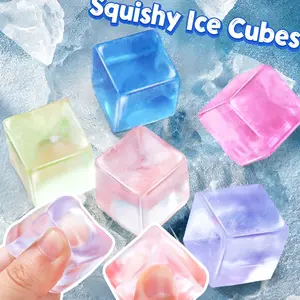 Stress Relief Ice Cube Sensory Toy, Soft Cubes Squishies for All Ages, Perfect Party Gift for Kids Teens Adults, Suitable for Children over 3 Years