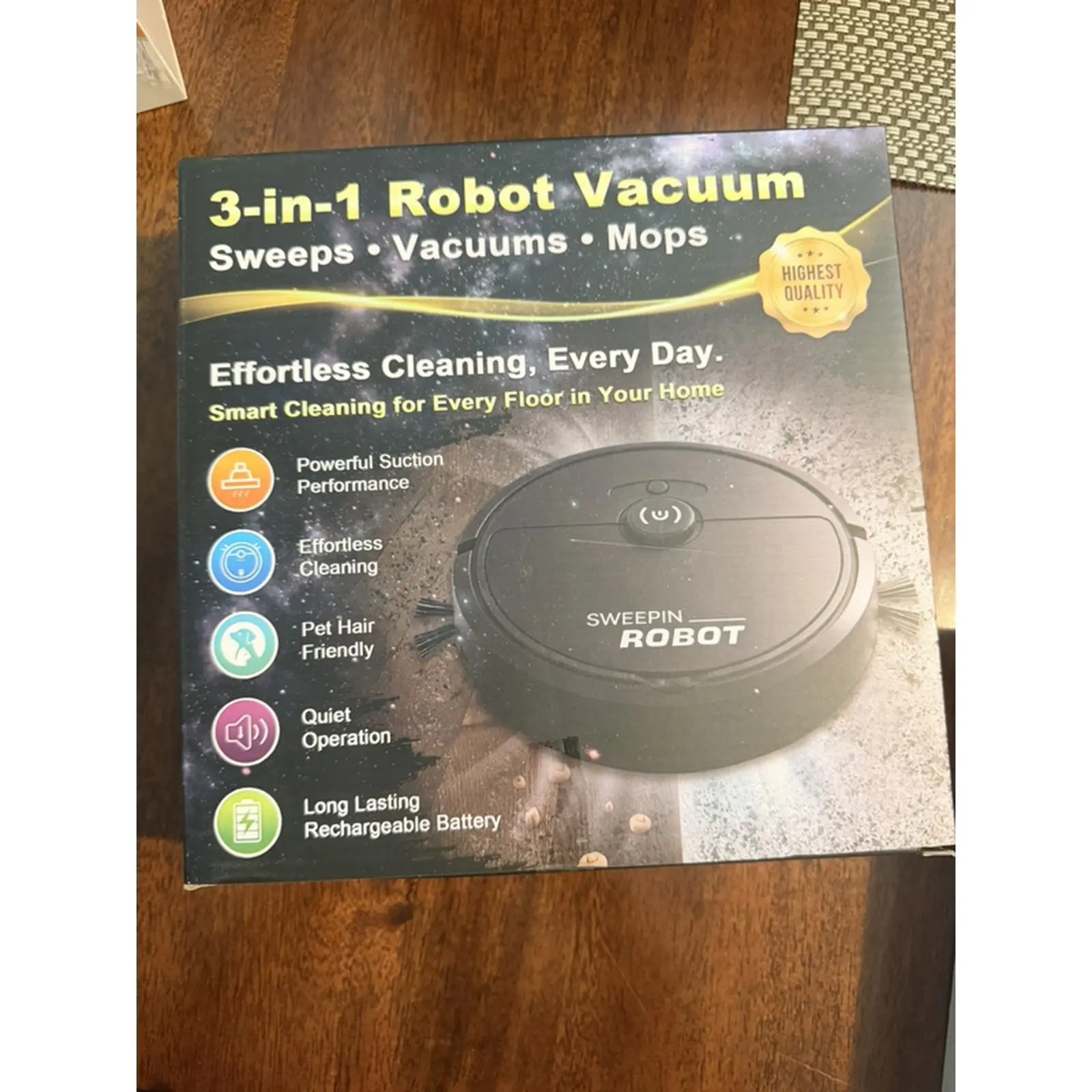 Sweepin Robot 3-in-1 Mini Vacuum Cleaner with Powerful Suction, Pet Hair Friendly, Quiet Operation, Long Lasting Battery, $20