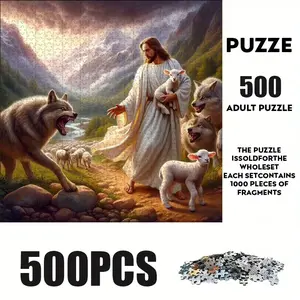 500 Piece Jesus Theme Puzzle, Large Adult Family Interactive Toy, DIY Home Decor Brain Challenge, Holiday Scene, Perfect Gift