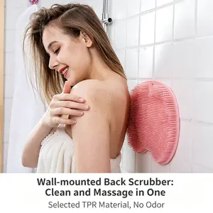 Self-Adhesive Silicone Back Scrubber, No Help Needed Wall Mount Bath Brush, Multipurpose Body Foot Massager Scrub Tool, Easy Exfoliation for Hard-to-Reach Areas, Durable Practical Daily Bathroom Shower Accessory