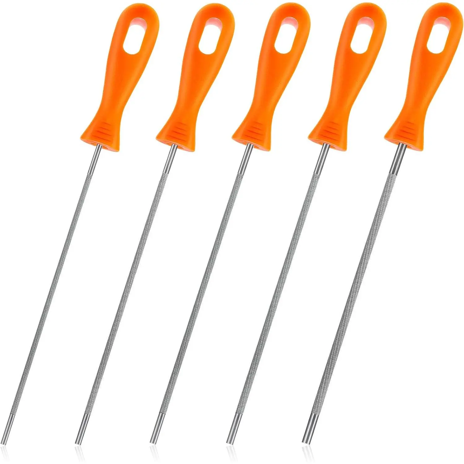 5 count Chainsaw Chain Round Steel Chainsaw File with Plastic Handle (5/32 inch,11/64 inch,3/16 inch,1/5 inch and 7/32 inch)