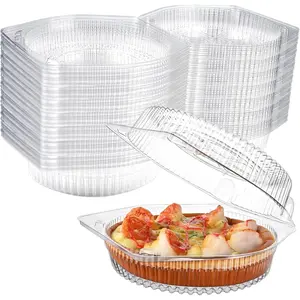 40 Pcs 6'' Disposable Pie Keeper Clear Plastic Dessert Containers with Hinged Locking Lids Round Pie Carrier Clamshell Takeout Food Containers for Flan Doughnut Cookies Salads Fruits Vegetables