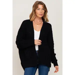 Black Chunky Knit Oversized Cardigan