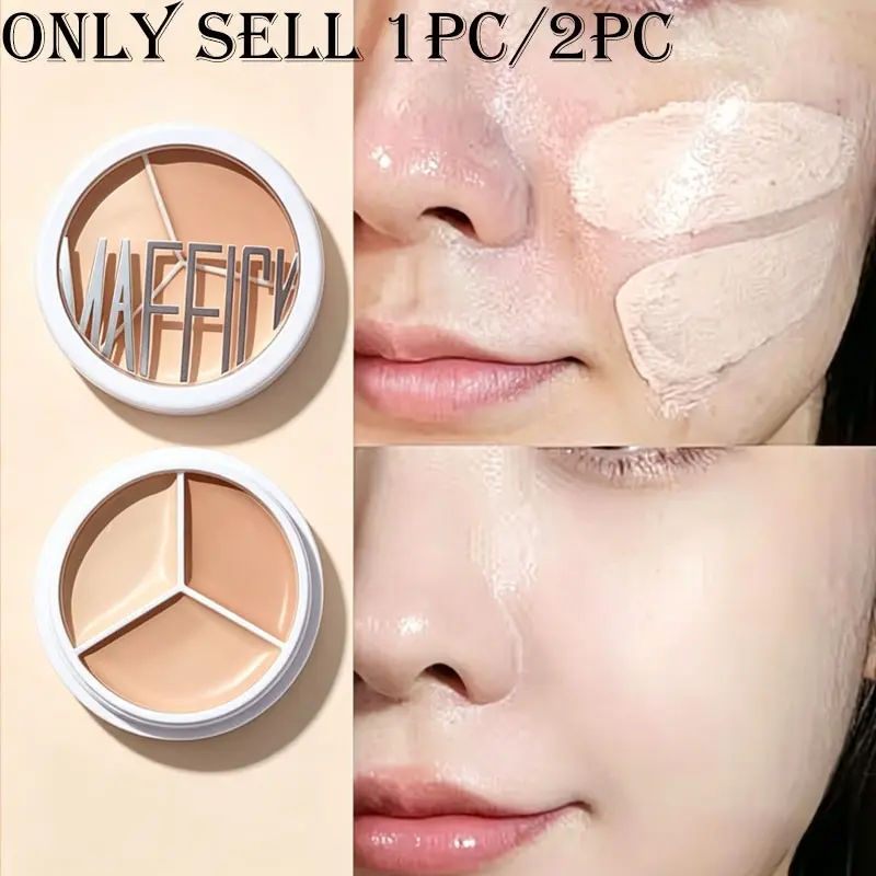Lightweight Three-Color Concealer, Natural Fit, Covers Imperfections, Long-Lasting, Non-Greasy, Perfect for Flawless Makeup Look