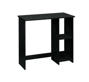 Small Space Writing Desk with 2 Shelves, True Black Oak Finish