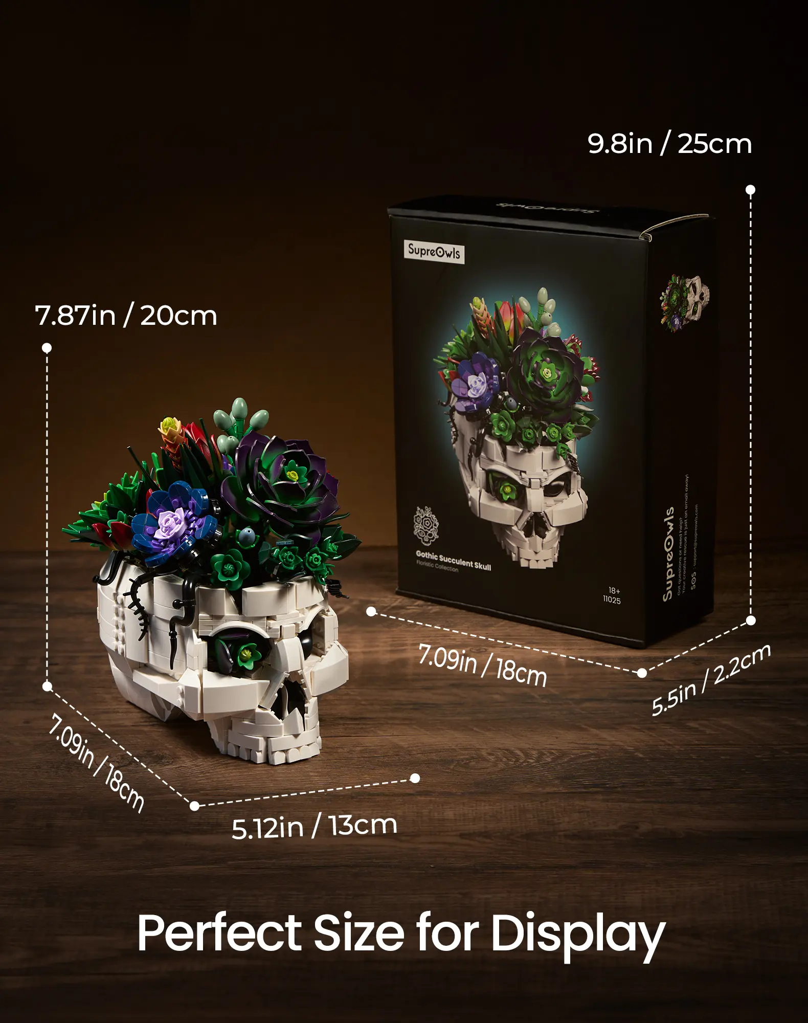 Supreowls Succulent Skull Flower Bouquet Building Set, Botanical