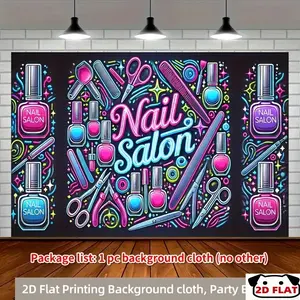 2D Flat Banner 1pc, Vibrant Nail Salon Party Backdrop -   Banner Manicure Tools & Nail Art Design, Perfect Home, Studio, Yard, Outdoor Celebrations, Nail Tech Accessories, Best Christmas, Perfect Thanksgiving