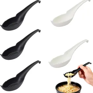 2 in 1 Fork Spoon Noodle Soup Spoon with Long Handle, Heat Resistant Design for Asian Cuisine, Dishwasher Safe in or Culinary Cutlery, Plastic Spoons