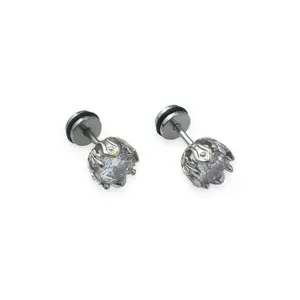 CZ Cubic Zirconia Screw-Back Stud Earrings for Men Women Hip Hop Unisex Style