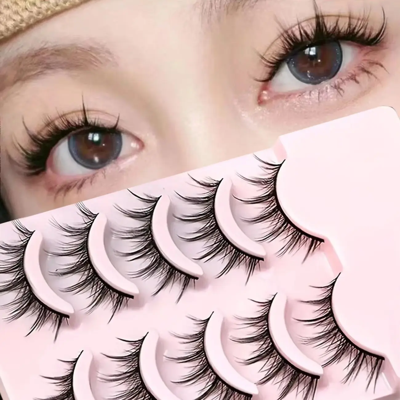 Anime False Eyelashes 5 Pairs, Small Devil Lashes for Natural Daily Makeup, Comic Style Stalk Lashes, Perfect for Everyday Use