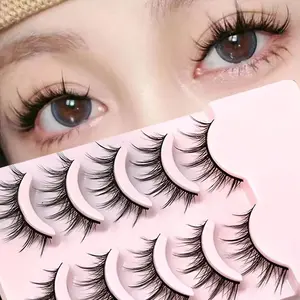 Anime False Eyelashes 5 Pairs, Small Devil Lashes for Natural Daily Makeup, Comic Style Stalk Lashes, Perfect for Everyday Use