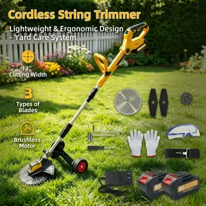 OJOYME 21V Cordless Lawn Mower - 3-in-1 Brushless Motor Tool, Lightweight Rechargeable Battery-Powered Trimmer & Weeder, Suitable for Courtyards, Gardens