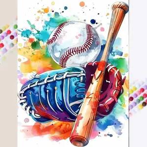1 set of DIY diamond painting kit, 5D diamond art kit, DIY decoration baseball gear mosaic, diamond art, DIY art home decor, Diamond Art Tools