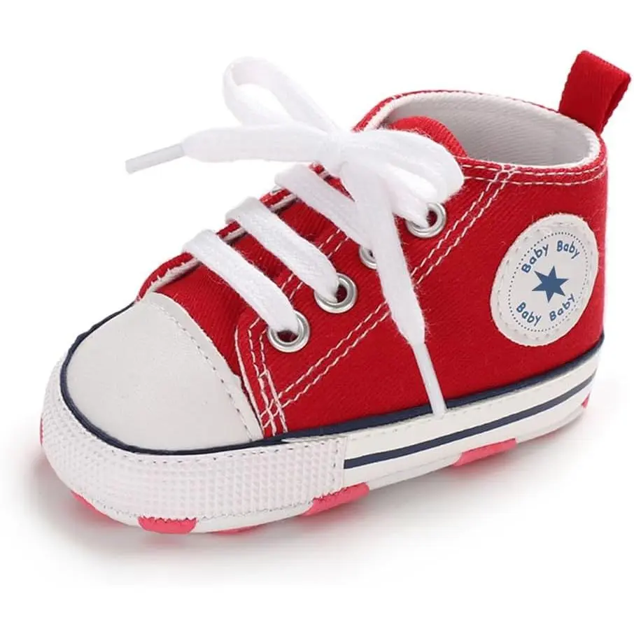 (New)Unisex Baby Boys Girls Shoes, Newborn Infant Non-Slip Canvas Denim High Top Sneakers, Toddler First Walkers Shoes (New)Unisex Baby Boys Girls Shoes, Newborn Infant Non-Slip Canvas Denim High Top Sneakers, Toddler First Walkers Shoes