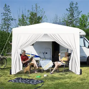 Yaheetech 8x8 Pop Up Canopy with 4 Removable Sidewalls, Portable Enclosed Instant Tent, Waterproof Outdoor Tent, Beach Sun Shelter with 4 Sandbags, 8 Stakes & 4 Ropes