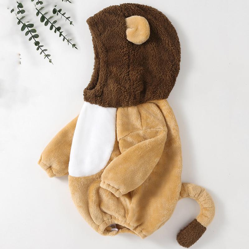 Baby Boys Girls Animal Costume Flannel Rabbit Costume Role Play Hooded Long Sleeve Pajamas Rompers Cosplay Jumpsuits Baby Costumes Cute Animal Outfit Funny Monster Costume Gift