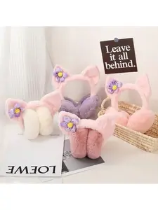 Multi-color 3D Floral Cat Ear Muffs, Plush & Thickened for Warmth, Daily Commute / Versatile Ear Warmers for Students