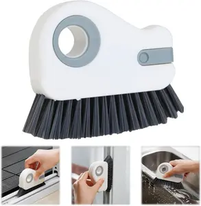 2-in-1 Window Track Cleaning Brush – Multi-Function Groove Cleaner with Hard Bristles & Hidden Scraper for Shutter, Door & Kitchen Tracks