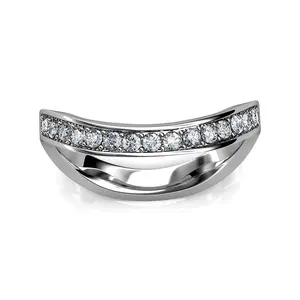 Ocean Wave Studded Swarovski Crystal Ring in 18K White Gold