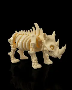 Halloween Articulating Rhino Skeleton Decoration – Poseable Creepy Prop for Haunted Houses, Parties, and Spooky Displays