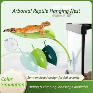 Reptile Hanging Hideout with Drainage Holes – Arboreal Reptile Cave for Crested Gecko, Chameleon, Tree Frog, Lizard – Climbing & Hiding Decor with Suction Cups for Terrarium Glass Tank
