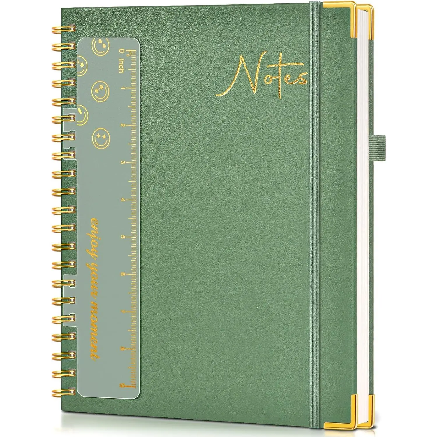 Hardcover Spiral Notebook Journal 8.5" x 11", A4 Large Leather Notebooks for Women Men, Lined College Ruled Notebook, 50 Sheets/100 Pages, Spiral Bound Journals for Work School Note Taking, Green