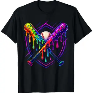 Ice Cream Baseball Drip Men Bats With Sprinkles  T-Shirt Graphic tees