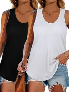 [Plus Size] Solid Color Tank Top, Casual Basic Sleeveless Top for Summer, Women's Plus Clothing for Daily Wear, Womenswear, Casual Sleeveless Tops