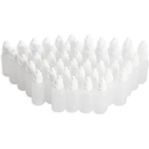Clear 5ml/10ml/8ml/15ml/20ml/30ml/50ml White Plastic Empty Squeezable Dropper Bottles 50 Pcs Eye Liquid Dropper with Caps (5ml)