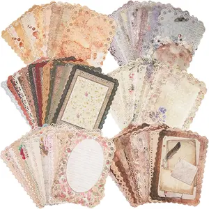60 Sheets Lace Edged Scrapbook Stationery Paper Assorted Set - 6 Pack Vintage Paper for Letter Writing Scrapbooking Embellishments Planner Bullet Junk Journal Supplies Collage Background 4.9x6.9 Inch