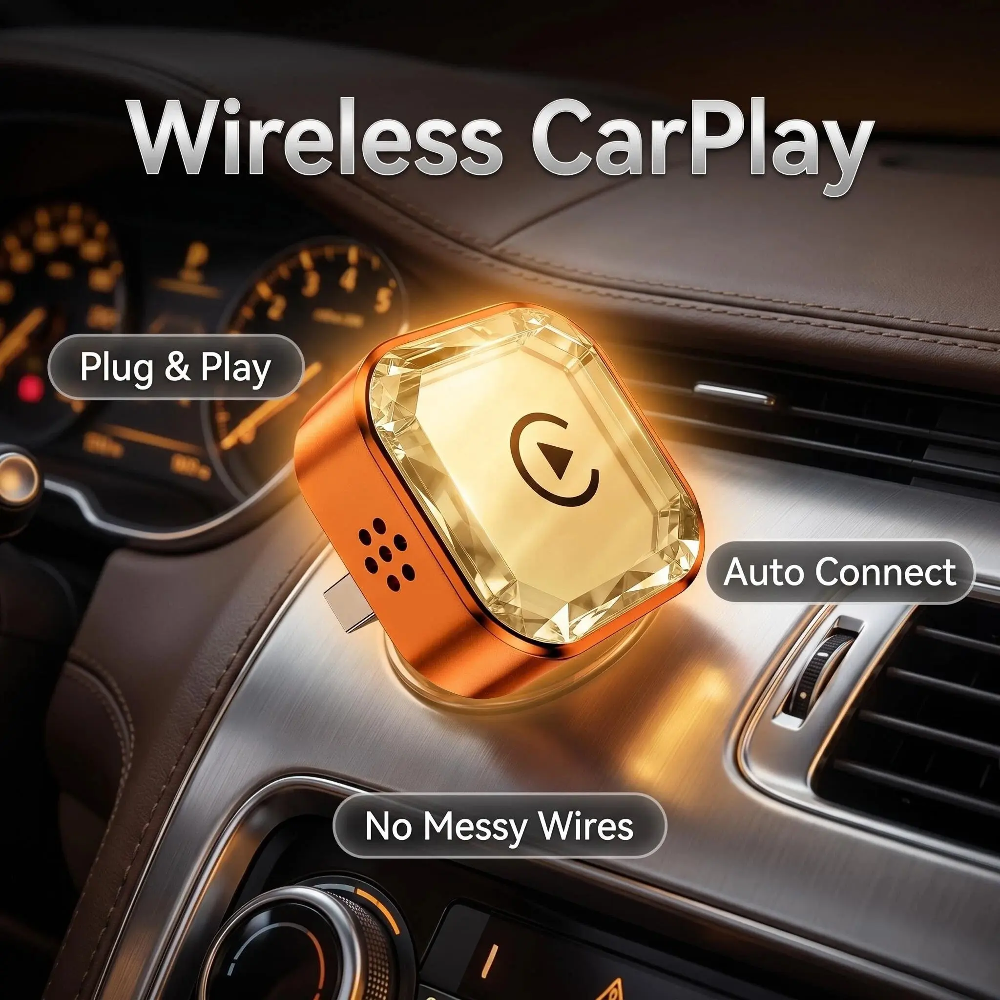 [Deals for You Days] 2-in-1 Wireless CarPlay Adapter - Compatible with Apple 10+ & Android 11+, Eliminates Messy Wires to Convert Wired to Wireless CarPlay
