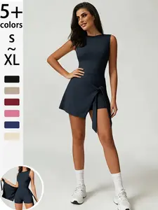 2026 New Women's Sporty Tennis Dress, 3pcs/1pc High Elastic, Sleeveless, Outdoor Sports, Golf Tennis, Fashionable, Casual Wear