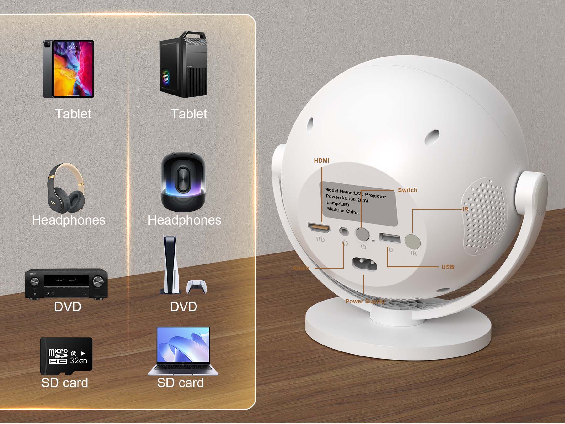 XBJ Mini smart portable projector with 360° rotatable, wifi and bluetooth android 11 WiFi movie outdoor 4k with built-in app and remote control ceiling Christmas Present XBJ Mini smart portable projector with 360° rotatable, wifi and bluetooth android 11 WiFi movie outdoor 4k with built-in app and remote control ceiling Christmas Present
