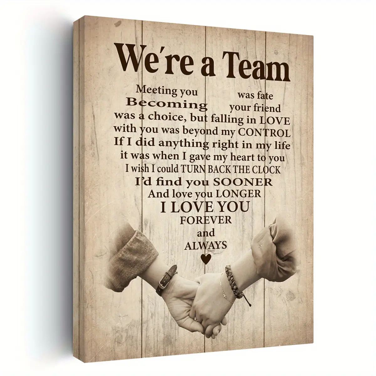 1PC Unframed Canvas Art Plaque - Retro Calligraphy "We're a Team Hand in Hand" Abstract Unity Sign, Modern Home Decor, Brightening Holiday Gift for Friends/Family, Living Room Bedroom Wall Decor, mkhsk-1008-oyx Unity & Friendship Supply