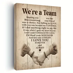 1PC  We're a Team Hand in Hand Decorative Calligraphy Painting Brighten Your Home Canvas Artwork for Living Room Bedroom No Frame Ornaments Artistic Print Photo