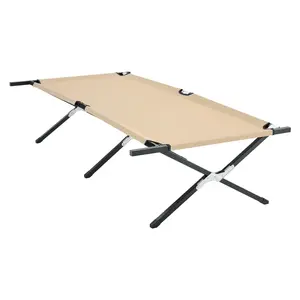 Military Style Camping Cot, Portable Folding Outdoor Bed with Carry Bag, Heavy-Duty Elevated Sleeping Cot Support up to 300lbs, for Camping Home Guest Lounging
