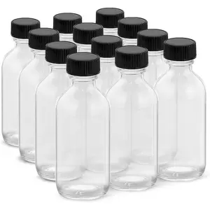 2OZ Small Glass Bottles with Lids and Funnels, 60Ml Boston round Glass Bottles, Perfect  Rionisor