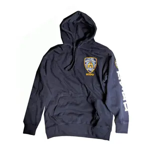 NYPD Hoodie Screen Print Heart Sweatshirt Navy