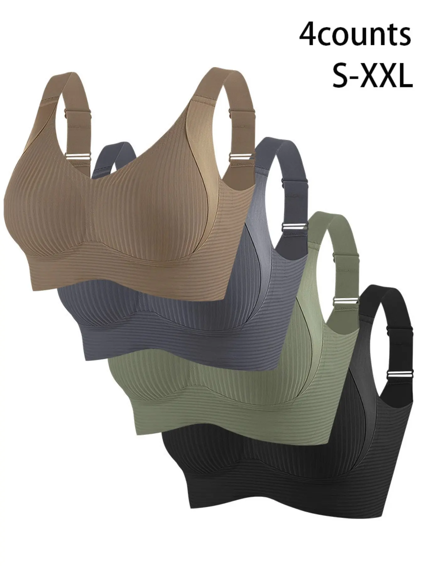 Wireless Bra Set, No Underwire, Back Straps Design, Adjustable Fit, Seamless Comfort, Push-Up Effect, Lingerie for Women, All Seasons